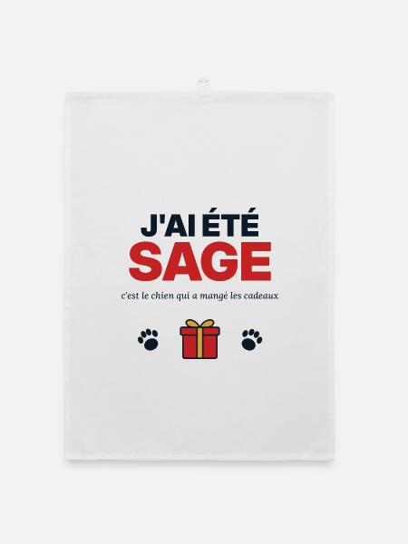 Ich war brav, es ist der Hund – Weihnachtshumor - Organic Geschirrtuch - Weiß - Vorne