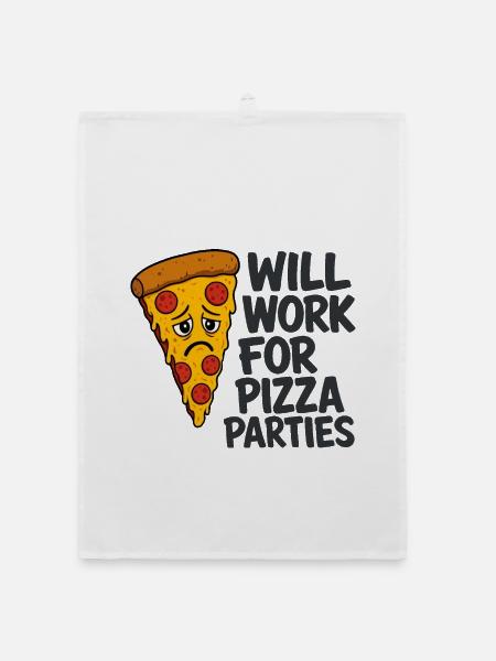 Pizza Party Typografie Nurse Pflege Sarkasmus RN - Organic Geschirrtuch - Weiß - Vorne