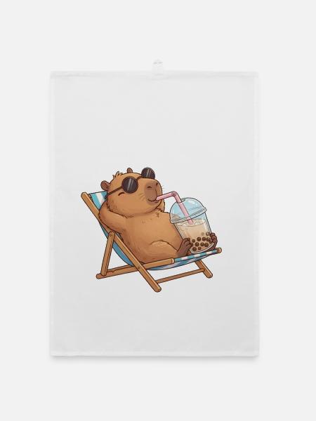 Capybara - Organic Geschirrtuch - Weiß - Vorne