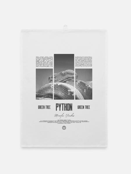Green Tree Python Modern Reptile Keeper Streetwear - Organic Geschirrtuch - Weiß - Vorne