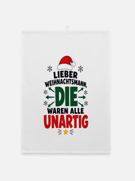 Lieber Weihnachtsmann – Festtage Humor - Organic Geschirrtuch - Weiß - Vorne