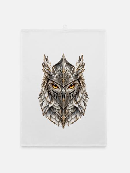 Silberhelm Kriegereule – Fantasy - Organic Geschirrtuch - Weiß - Vorne