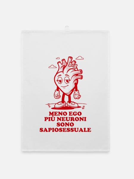 Je weniger Ego, desto mehr Neuronen sind sapiosexuell - Organic Geschirrtuch - Weiß - Vorne