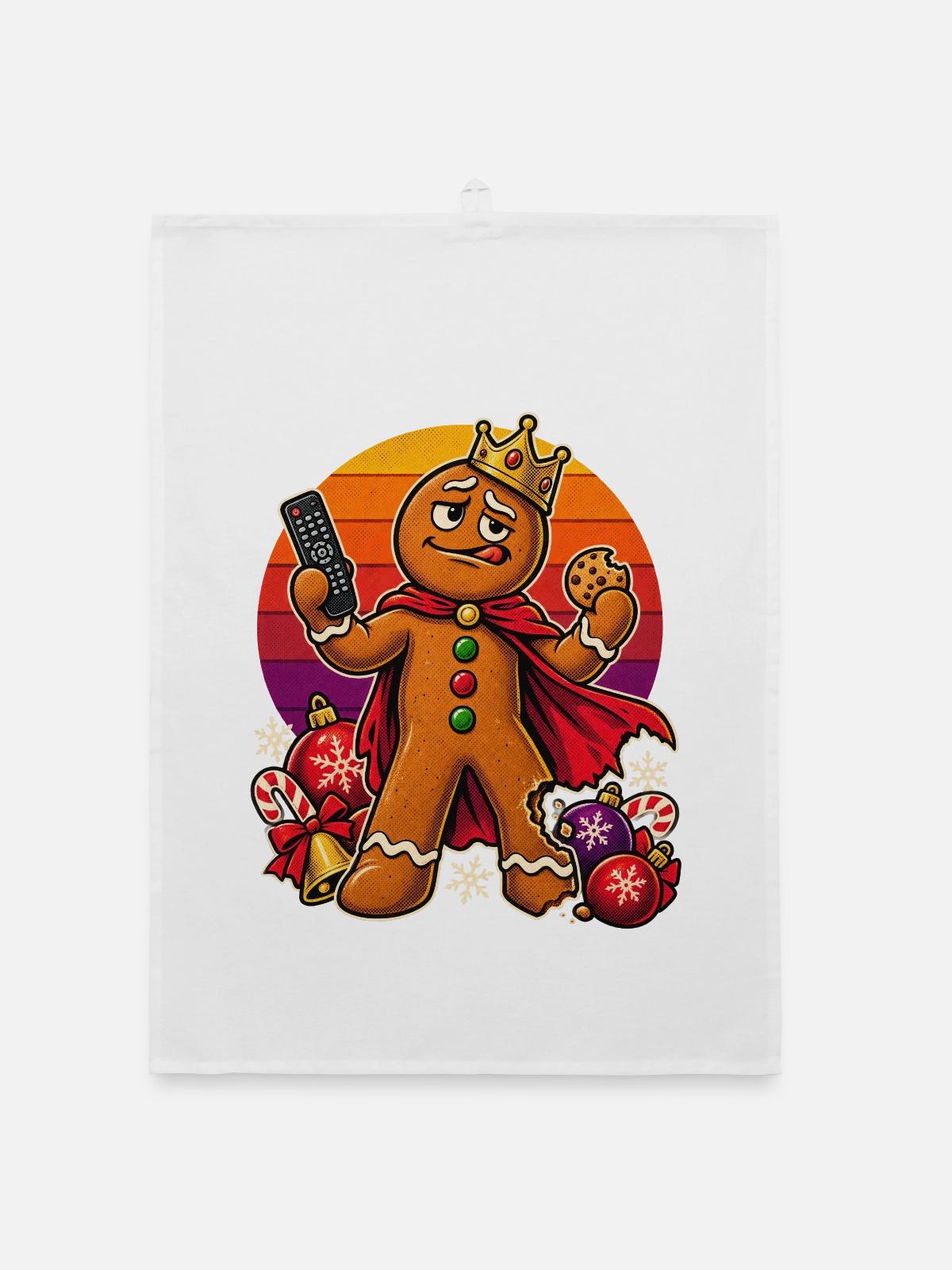Christmas Lebkuchenmann Couch-Dad Superheld - Organic Geschirrtuch - Weiß - Vorne