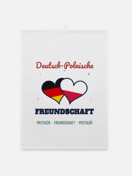 Deutsch-Polnische Freundschaft – Zwei Herzen - Organic Geschirrtuch - Weiß - Vorne