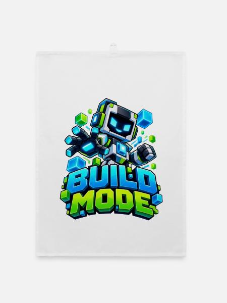 Voxel Build Mode Roboter - Organic Geschirrtuch - Weiß - Vorne