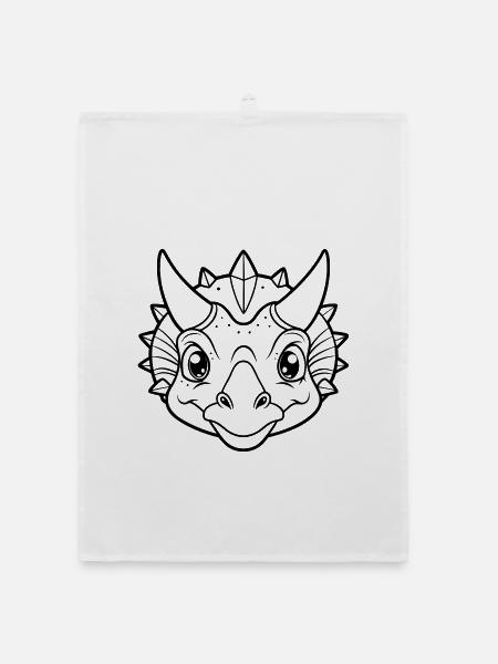 Triceratops-Kopf - Organic Geschirrtuch - Weiß - Vorne