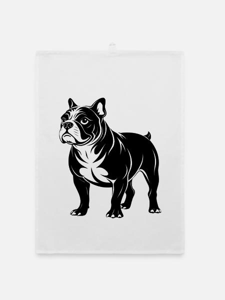 Bulldog-Hund-Stand - Organic Geschirrtuch - Weiß - Vorne