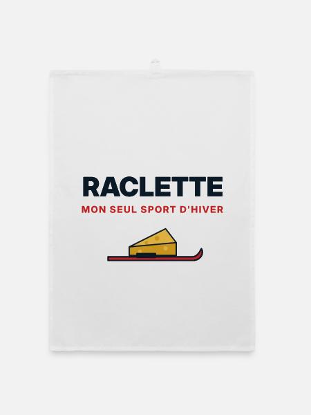 Raclette, meine einzige Wintersportart – Humor - Organic Geschirrtuch - Weiß - Vorne