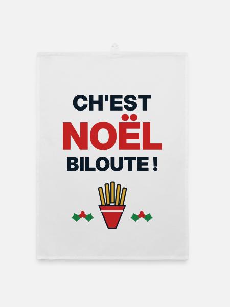 Ch'est Noël biloute – Humor ch'ti Nord - Organic Geschirrtuch - Weiß - Vorne