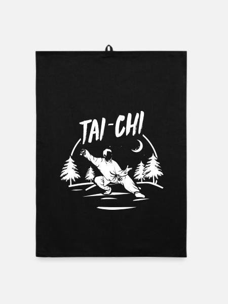 Meditativer Tai Chi Atemrhythmus - Organic Geschirrtuch - Schwarz - Vorne
