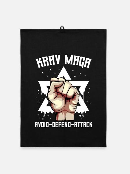 Krav Maga - Organic Geschirrtuch - Schwarz - Vorne