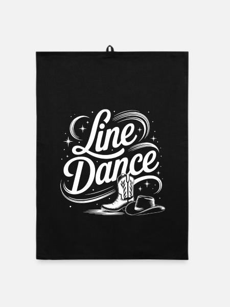 Line Dance mein Hobby - meine Passion - mein Ding - Organic Geschirrtuch - Schwarz - Vorne