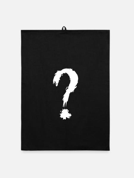 Fragezeichen weiß - Organic Geschirrtuch - Schwarz - Vorne