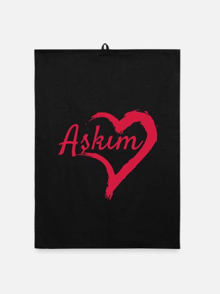 Askim Herz Türkisch - Organic Geschirrtuch - Schwarz - Vorne