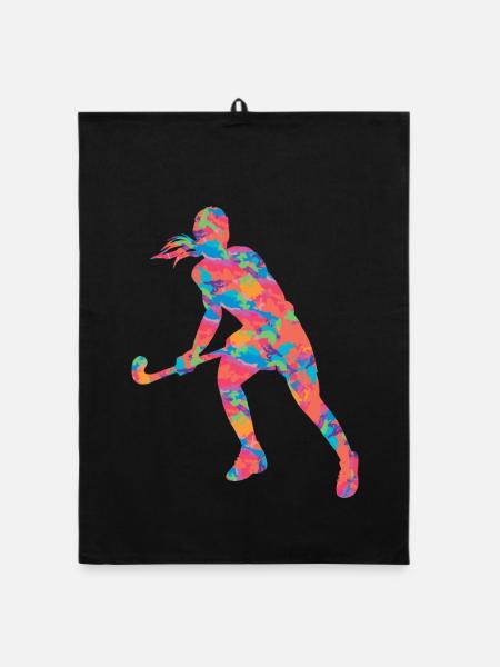 Hockeyspielerin Feldhockey Hockey Mädchen - Organic Geschirrtuch - Schwarz