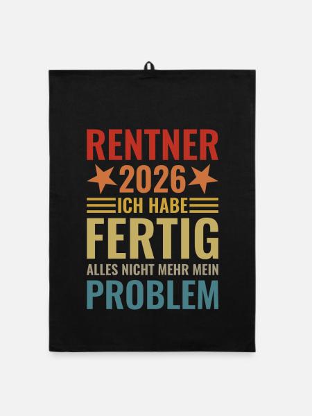 Rentner 2026 Ich habe fertig - Organic Geschirrtuch - Schwarz