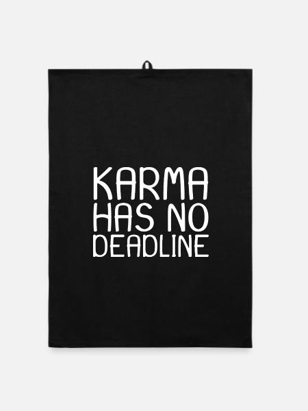 Karma Spruch - Organic Geschirrtuch - Schwarz - Vorne