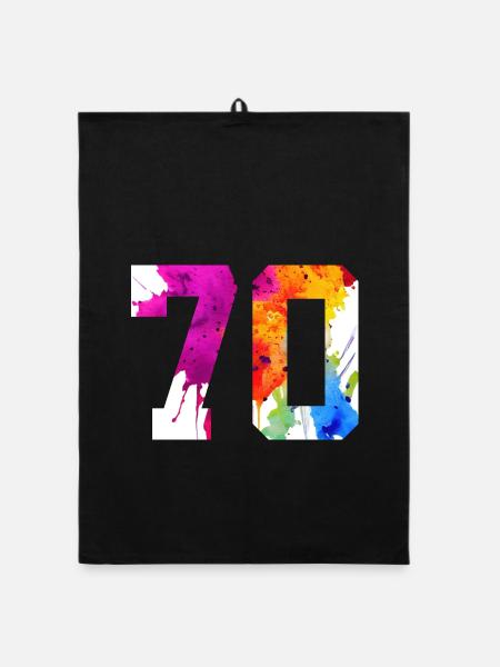 NUMMER 70 JAHRE ALT 70. GEBURTSTAG - Organic Geschirrtuch - Schwarz - Vorne
