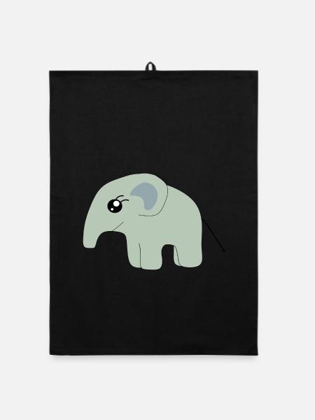Elefant Geschenk Baby Geburt Babyparty Taufe - Organic Geschirrtuch - Schwarz