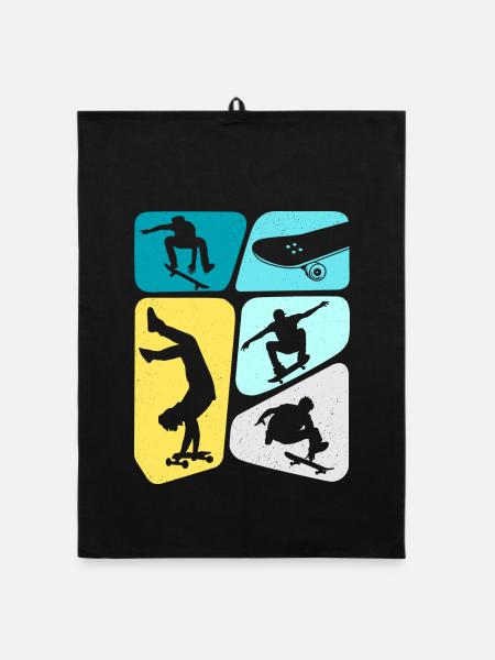 Skateboarder Skaten Skater Skateboard Jungen - Organic Geschirrtuch - Schwarz