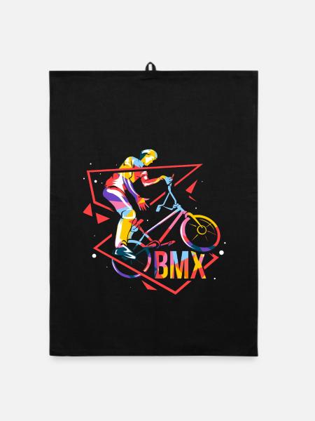 Trickreicher BMX Fahrer Halfpipe - Organic Geschirrtuch - Schwarz - Vorne