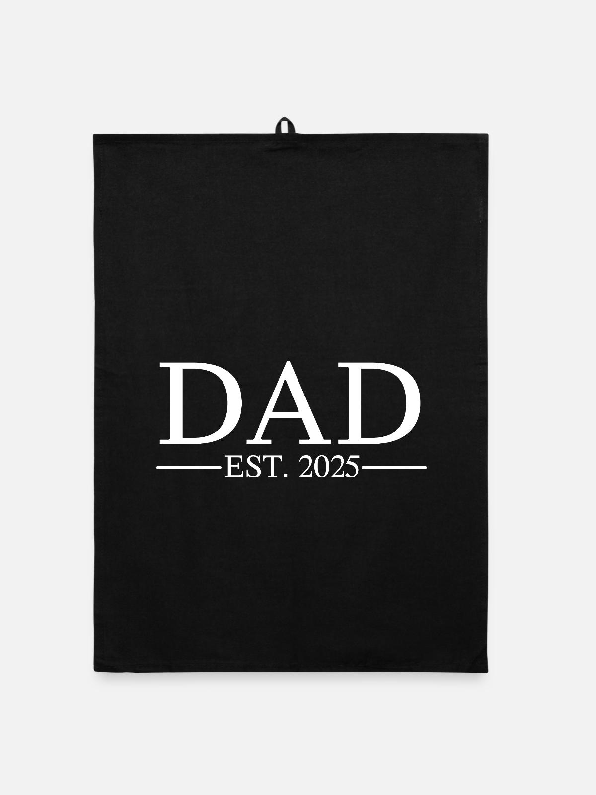 Dad EST 2025 - Organic Geschirrtuch - Schwarz - Vorne