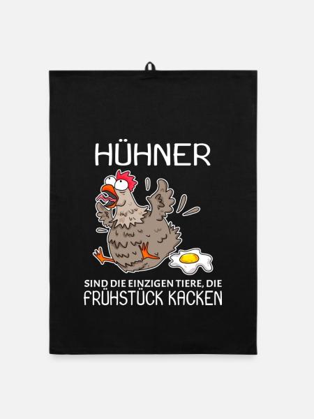 Landwirt Landwirte Huhn Hühner Spruch - Organic Geschirrtuch - Schwarz - Vorne
