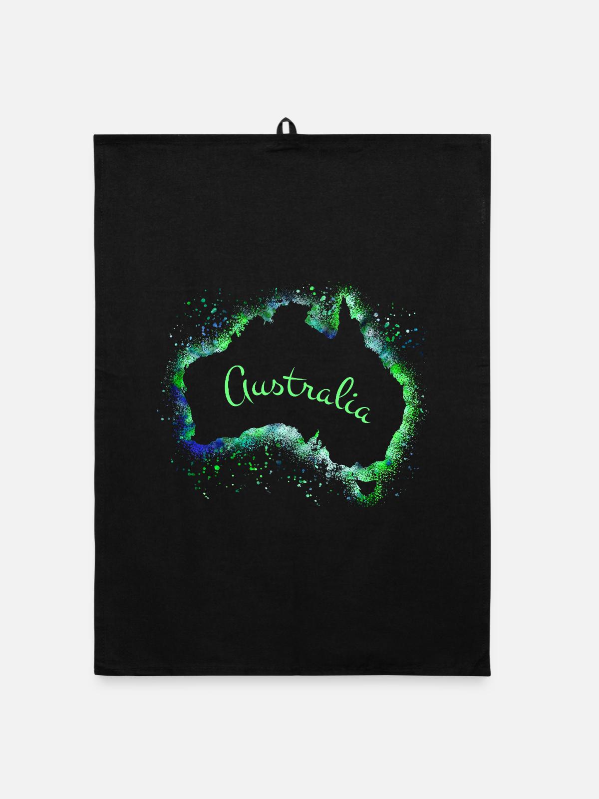 Australien - Organic Geschirrtuch - Schwarz - Vorne