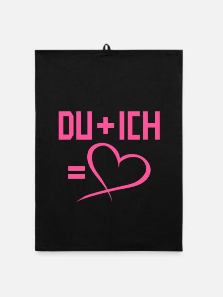 Du plus Ich gleich Herz Liebe Romantisch - Organic Geschirrtuch - Schwarz - Vorne