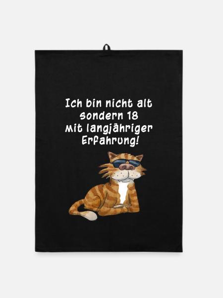 Ich bin nicht alt...(Katze) - Organic Geschirrtuch - Schwarz