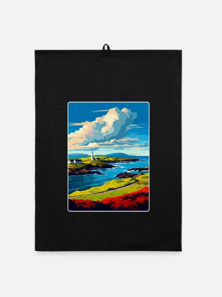 Isle Of Islay Schottland Vereinigtes Königreich Reiseposter Souvenir - Organic Geschirrtuch - Schwarz - Vorne