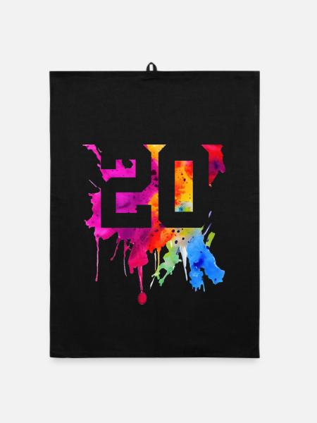20 ANS 20 ANNIVERSAIRE - Torchon bio - noir - Devant