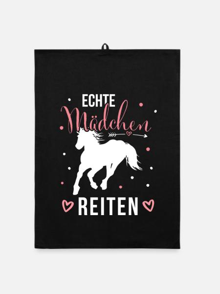 Echte Mädchen Reiten Pferde Mädchen - Organic Geschirrtuch - Schwarz - Vorne