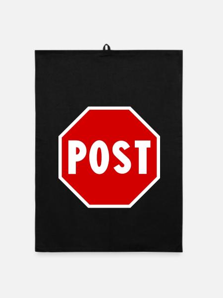 Post Road Sign - Organic Geschirrtuch - Schwarz