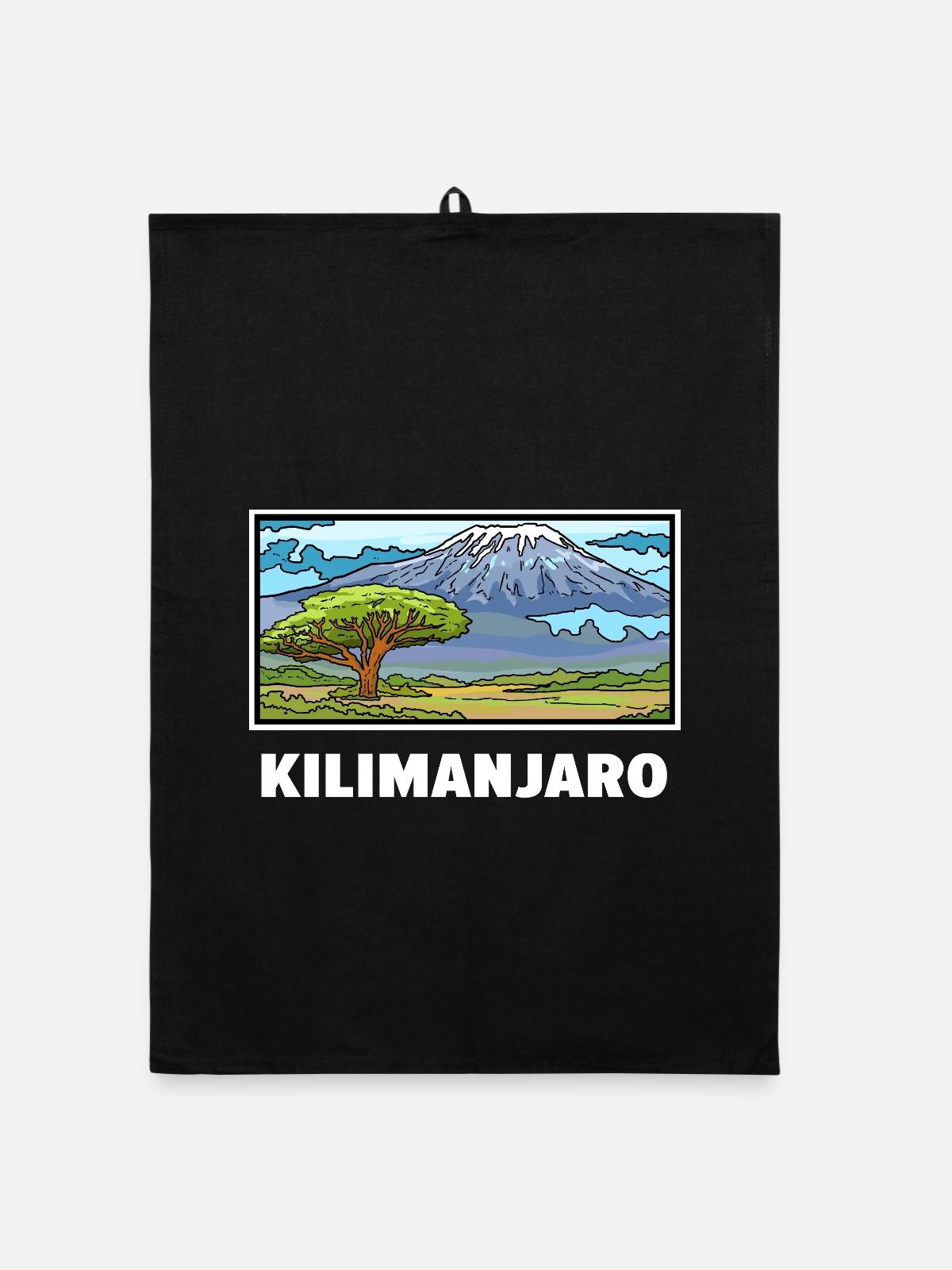 Wagemutiger Kilimanjaro Gipfelsturm - Organic Geschirrtuch - Schwarz - Vorne