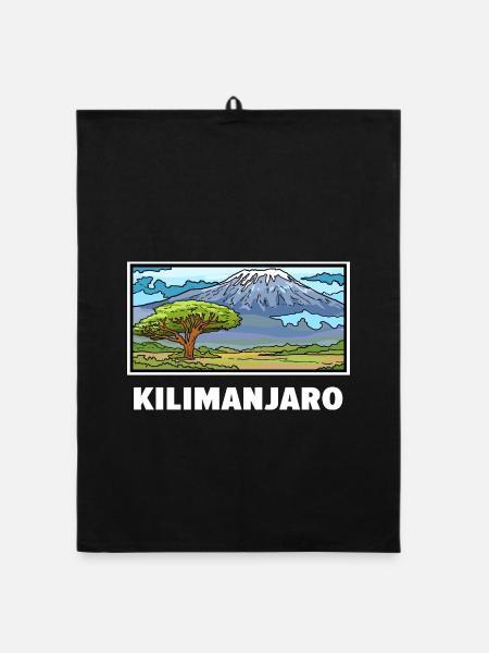 Wagemutiger Kilimanjaro Gipfelsturm - Organic Geschirrtuch - Schwarz - Vorne