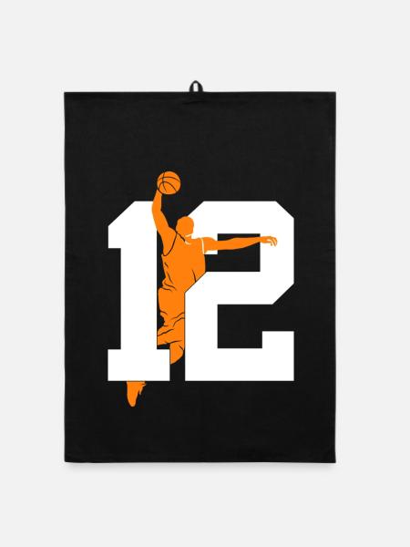NUMMER 12 BASKETBALL 12. GEBURTSTAG - Organic Geschirrtuch - Schwarz