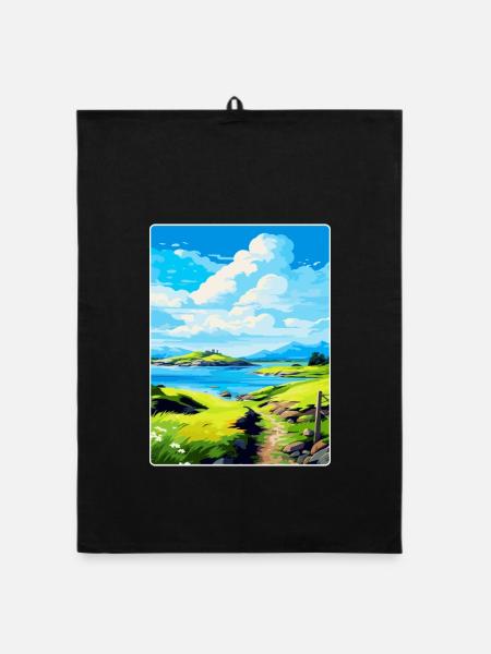 Isle Of Lismore Schottland Vereinigtes Königreich Vintage Reiseposter - Organic Geschirrtuch - Schwarz - Vorne