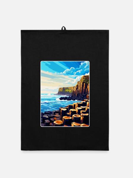 Giant Causeway Irland Uk Reise Poster Souvenir - Organic Geschirrtuch - Schwarz - Vorne