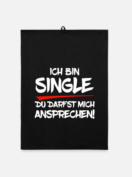 Ich bin Single - Organic Geschirrtuch - Schwarz - Vorne