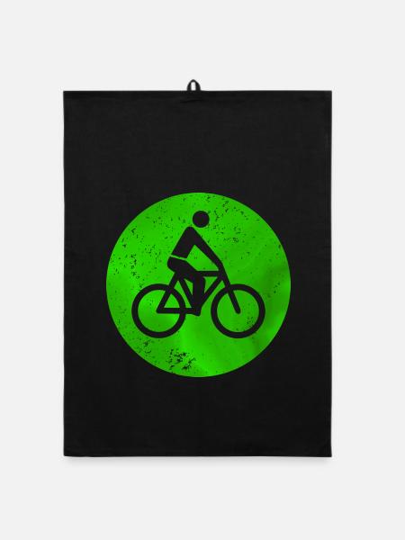 Fahrrad Schild Ampel grün - Organic Geschirrtuch - Schwarz - Vorne