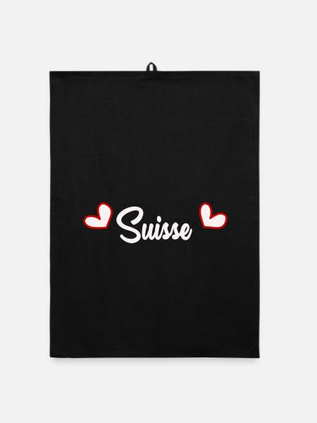 SUISSE. HUMOUR. PAYS. DRAPEAU. GENEVE. LAUSANNE - Torchon bio - noir - Devant