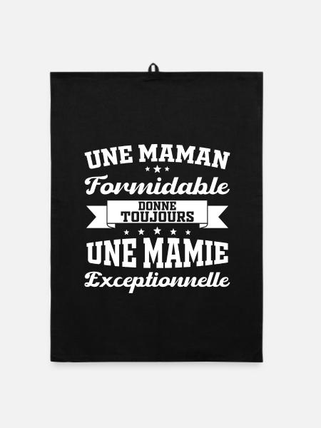 Cadeau pour Grand-Mère - Une Mamie Exceptionnelle - Torchon bio - noir - Devant