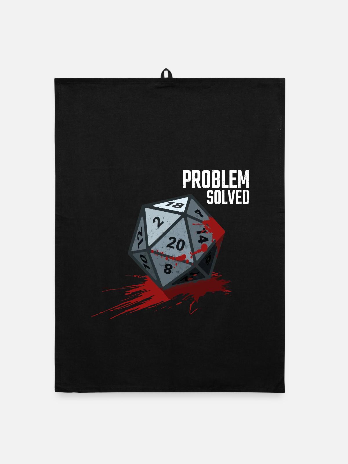 D20 Würfel - Problem solved - Organic Geschirrtuch - Schwarz - Vorne