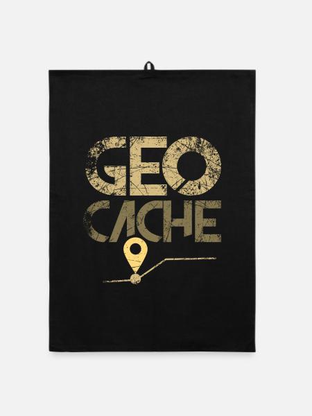 Geocache Geocaching Geocatcher Geocatcherin - Organic Geschirrtuch - Schwarz - Vorne