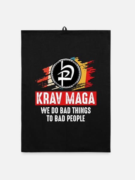 Krav Maga - Organic Geschirrtuch - Schwarz - Vorne