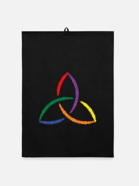 Keltisches Symbol Triquetra Regenbogen - Organic Geschirrtuch - Schwarz