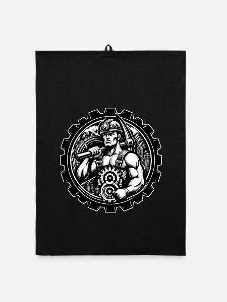 Miner Logo - Organic dish towel - black - Front