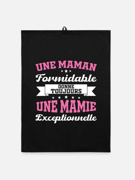 Cadeau pour Grand-Mère - Une Mamie Exceptionnelle - Torchon bio - noir - Devant